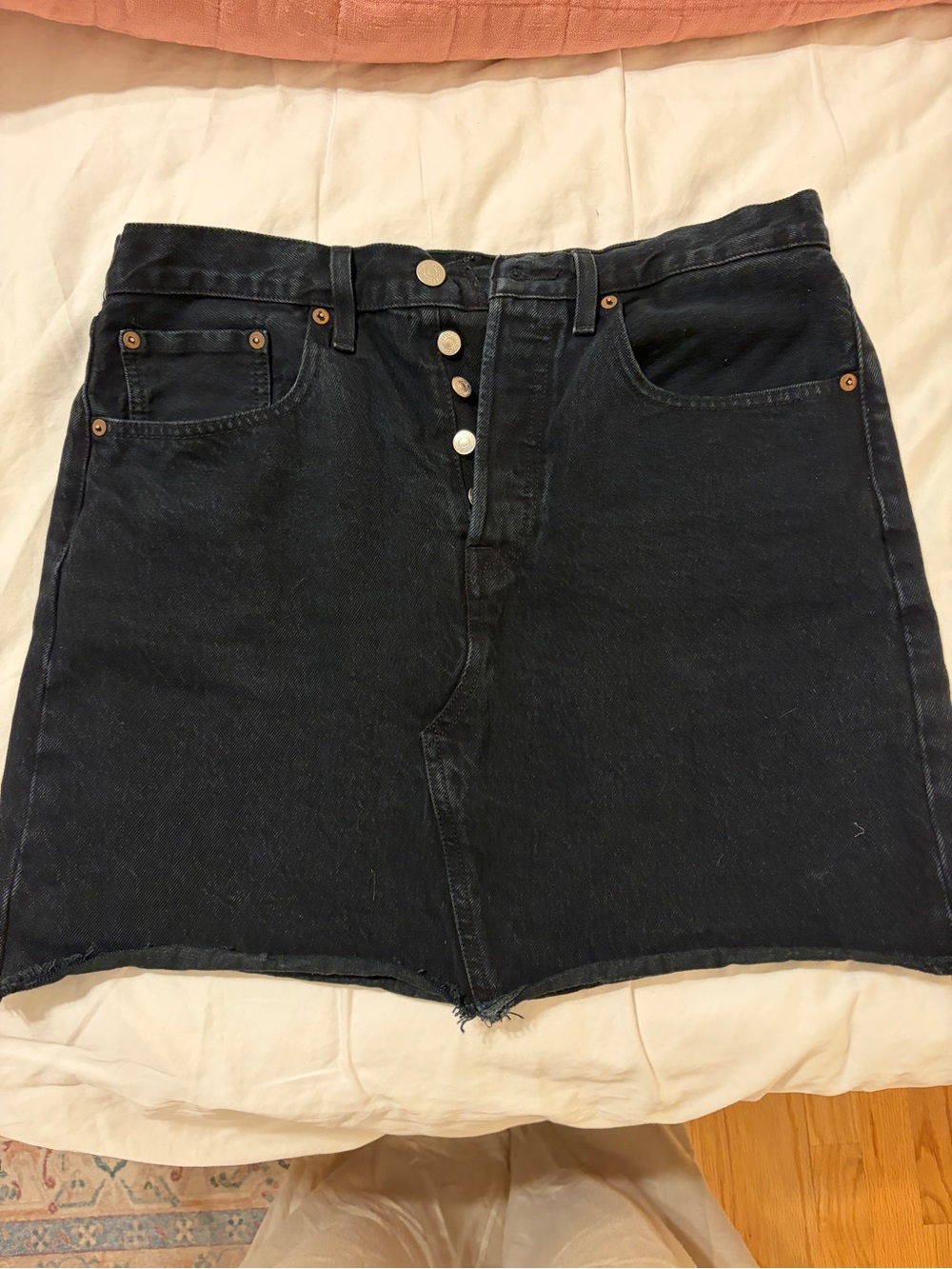Levi's Black Button-Fly Denim Mini Skirt